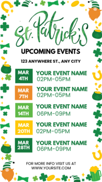 St. Patrick's Upcoming Events Schedule Affichage numérique (9:16) template