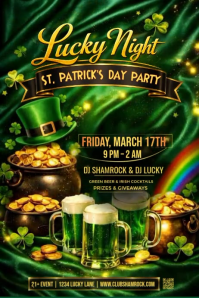 St. Patrick’s Day Party Flyer Template | Lucky Night Irish Pub & Bar Event Video Poster Póster