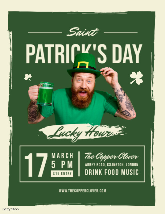 St. Patrick's Day Bar Flyer Ulotka (US Letter) template