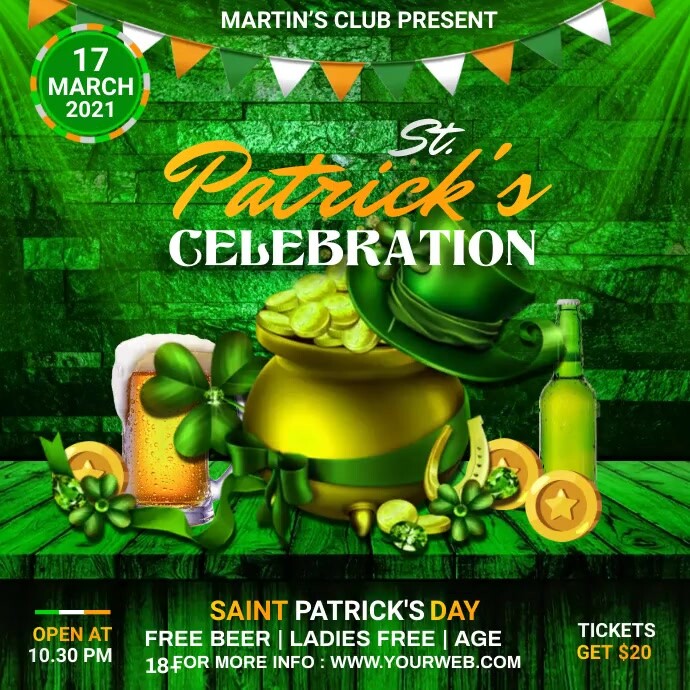 St. Patrick's Day Wpis na Instagrama template