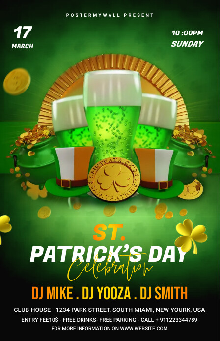 st. patrick's day Szeroki pół strony template