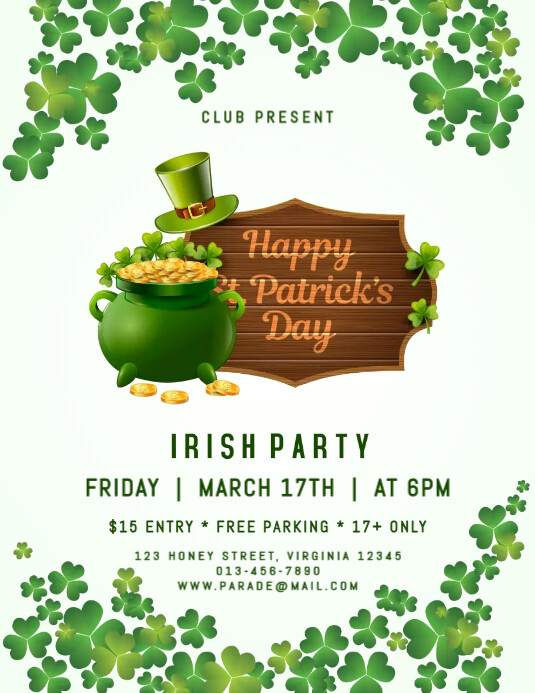 st. patrick's day Volantino (US Letter) template