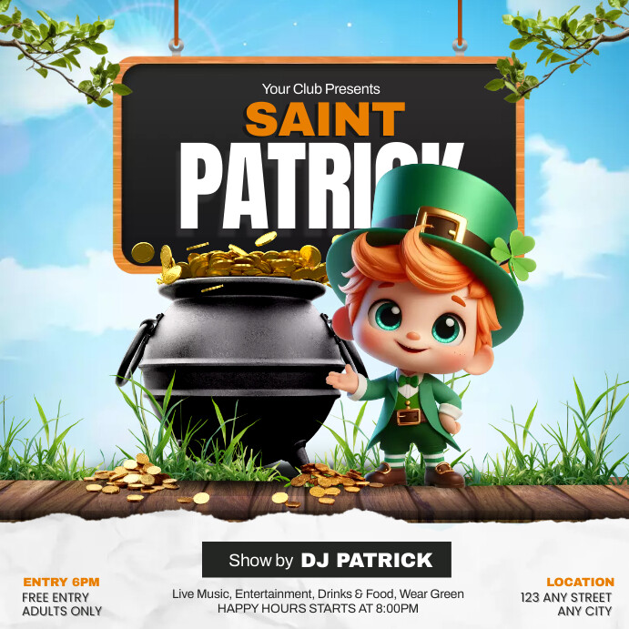 st. patrick's day Instagram Post template