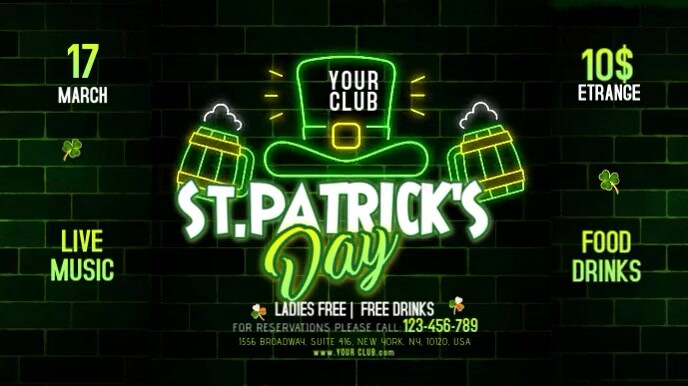 St. Patrick's Day Digital Display 数字显示屏 (16:9) template