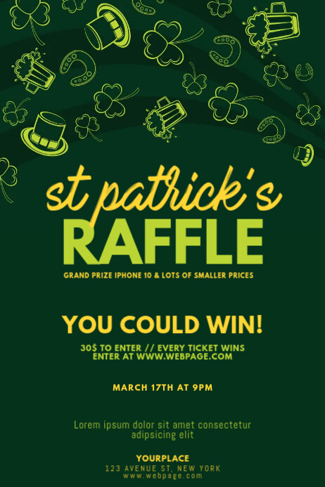 st. patrick's day raffle Flyer Template | PosterMyWall