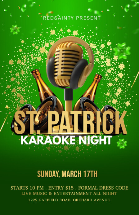 St. Patrick's karaoke Night Half Page Wide template