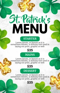 st. patrick's menu, st. patrick Halbe Seite breit template