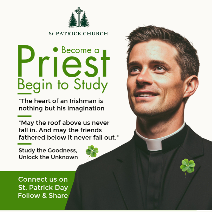 St. Patrick's Priest Study 2026 Template | PosterMyWall