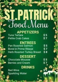 St. Patrick Menu A4 template