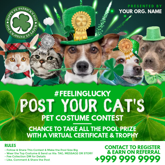 St. Patrick Pet Costume Contest 2022 Template PosterMyWall