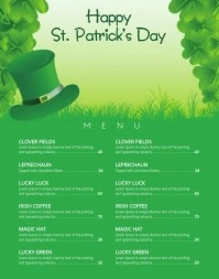 St. Patricks Day menu Póster/Tablero template