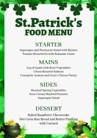 St. Patricks Food Menu A4 template