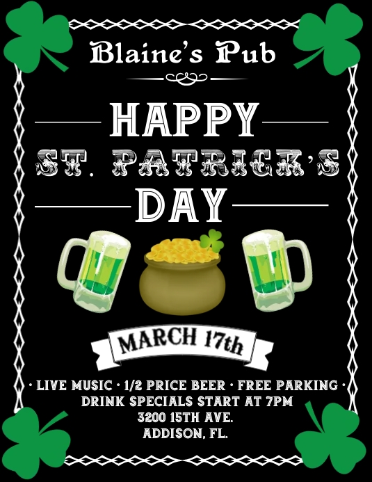St. Patrick’s Day Bar Flyer Template PosterMyWall