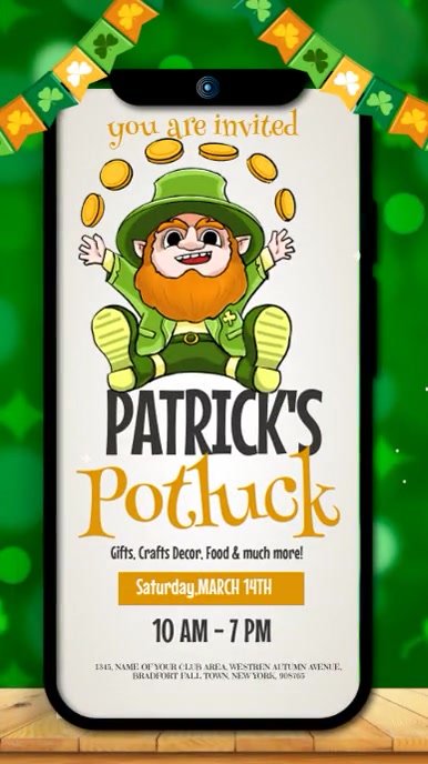 St.Patrick's Day Potluck Post Template | PosterMyWall