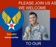 Staff, army, military, soldier, marines, welcome Rectangle moyen template
