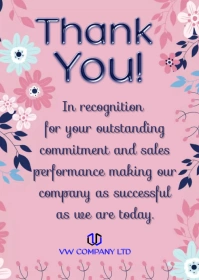 STAFF THANK YOU AND RECOGNITION MESSAGE CARD A6 template