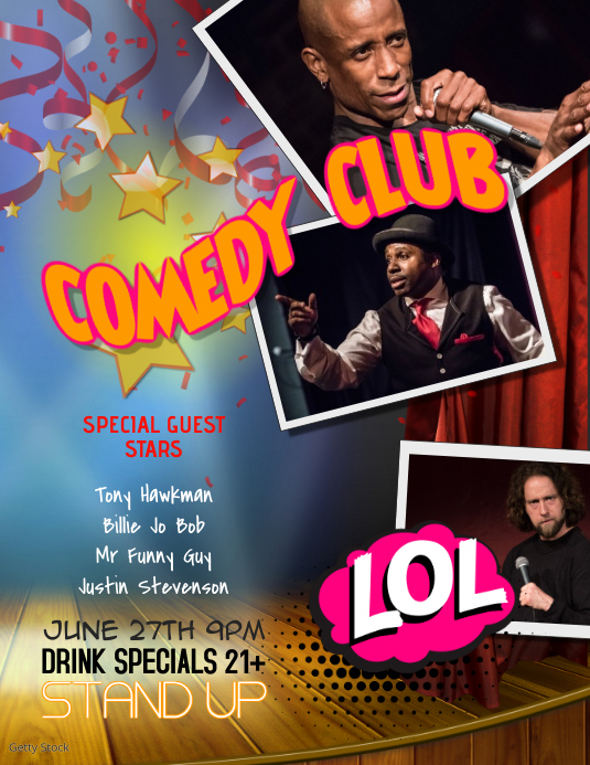 Stand Up Comedy Club Flyer Template Volantino (US Letter)