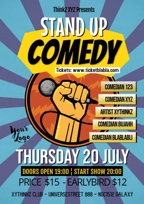 Stand Up Comedy Event Retro Plakat Flyer Vorlage Postermywall