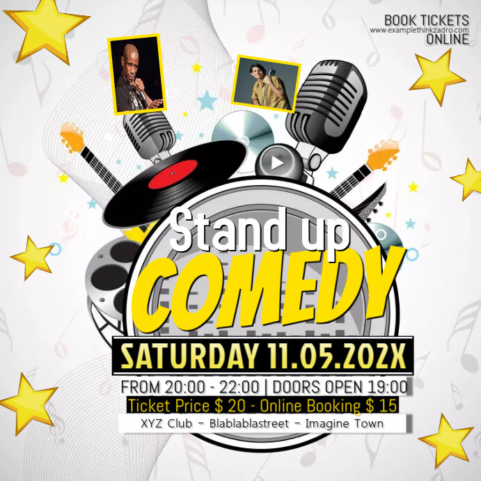 Stand up Comedy Event Show Microphone Ad Template | PosterMyWall