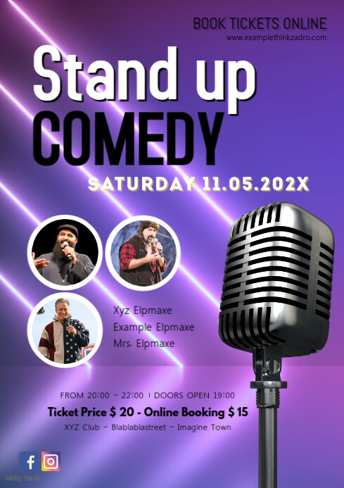Stand up Comedy Flyer Invitation Event Ad Template | PosterMyWall