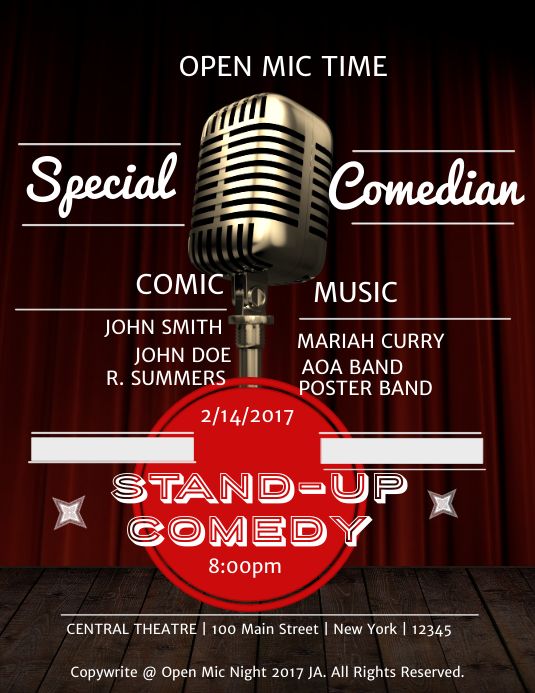 Stand Up Comedy Poster Template PosterMyWall