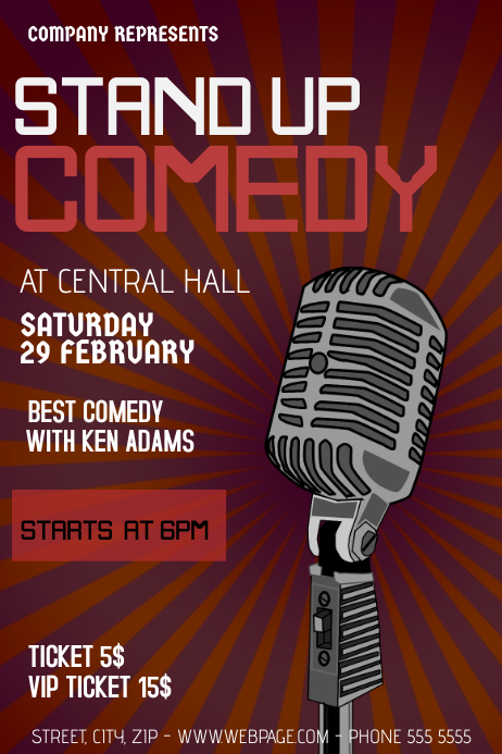 Stand Up Comedy Flyer Template Postermywall