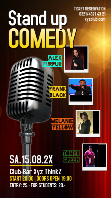 Stand Up Comedy Show Story Ad Reel Template | PosterMyWall