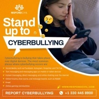 Orange Stand Up To Cyberbullying Square Quadrado (1:1) template