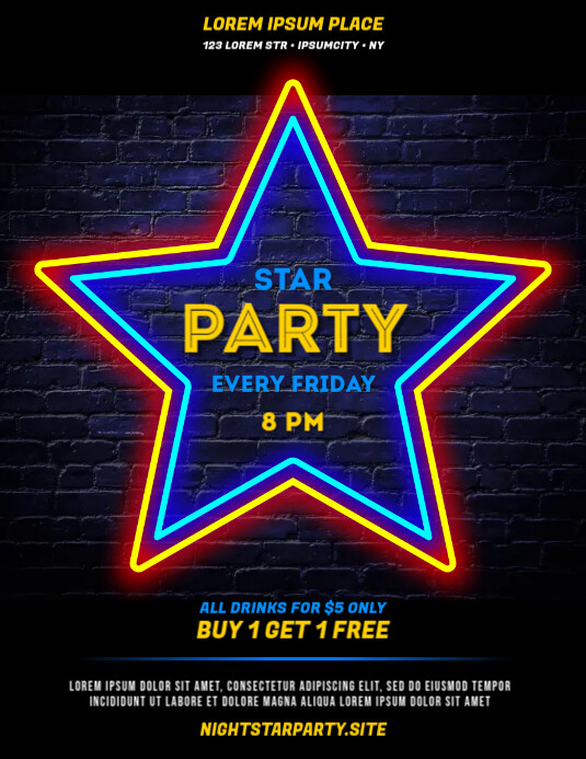STAR PARTY FLYER Template PosterMyWall