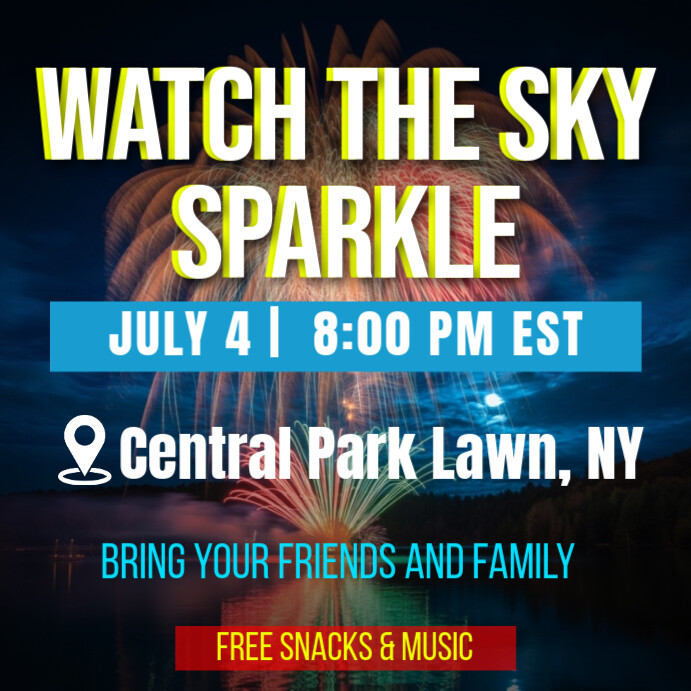 Stars & Fireworks Watch Party Template | PosterMyWall