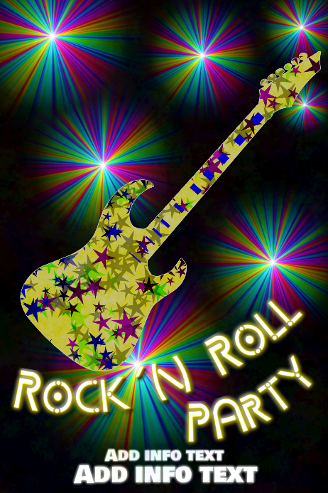 electric guitar with colorful spotlights Плакат template