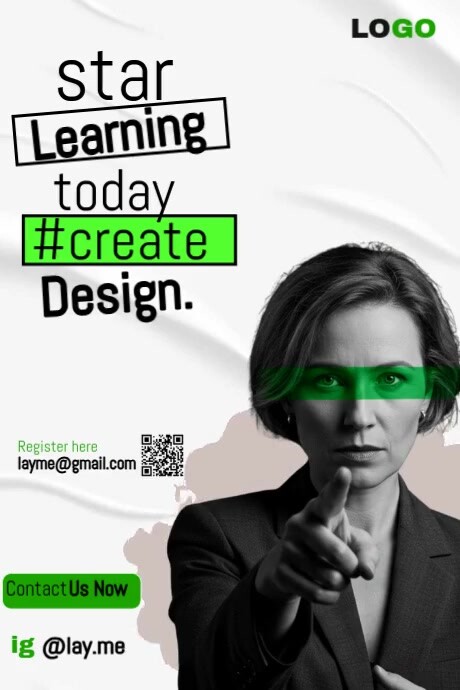 Start Learning, Create Bold Design Poster template