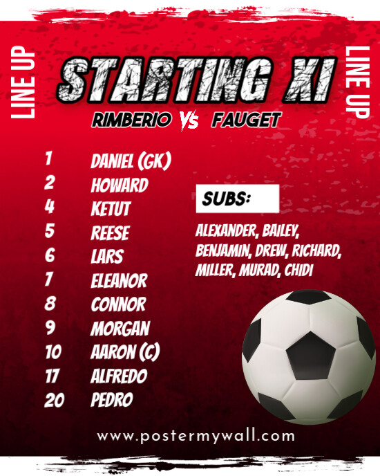 Starting Line UP Template | PosterMyWall