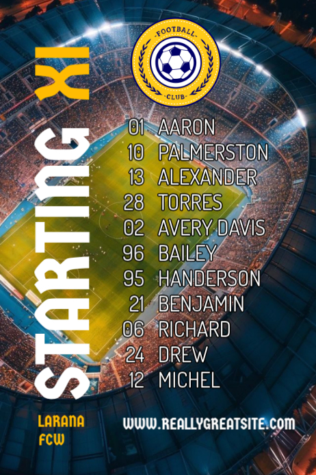 Black Football Lineup Posters Template | PosterMyWall
