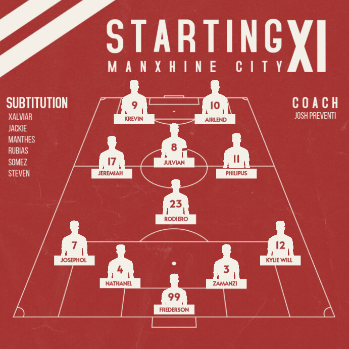 Starting line up maroon design template | PosterMyWall