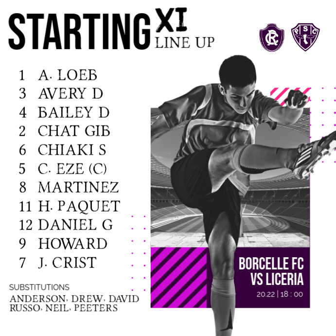 Program Line Ups Copy of Starting Line Up XI | PosterMyWall
