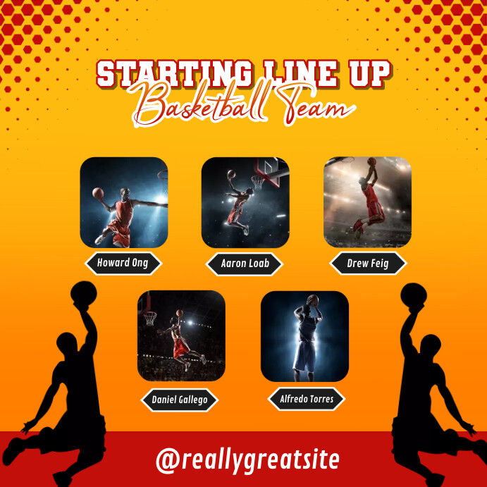 Team Lineup Post Starting Lineup Basketball Template | PosterMyWall