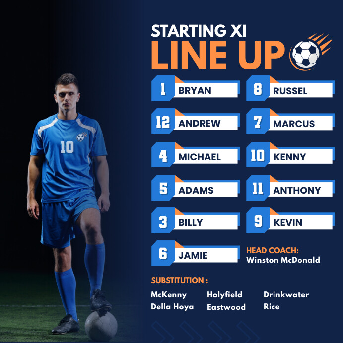Copy of Starting LIneup Football Match | PosterMyWall