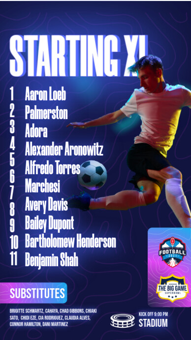 STARTING XI Indaba yaku-Instagram template