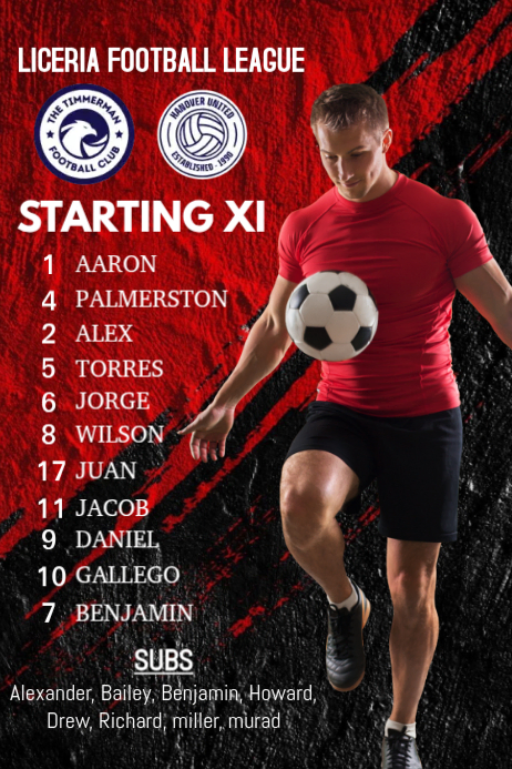 Football League Lineup Posters Template | PosterMyWall