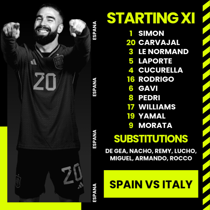 Starting XI Soccer Design Templates Instagram-Beitrag