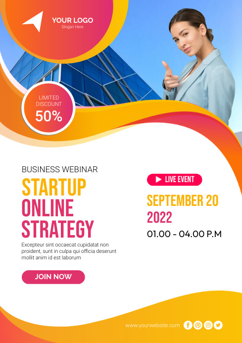 Startup Online Strategy Poster Template A4