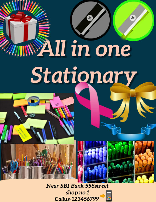 Stationary shop, stationary Ulotka (US Letter) template
