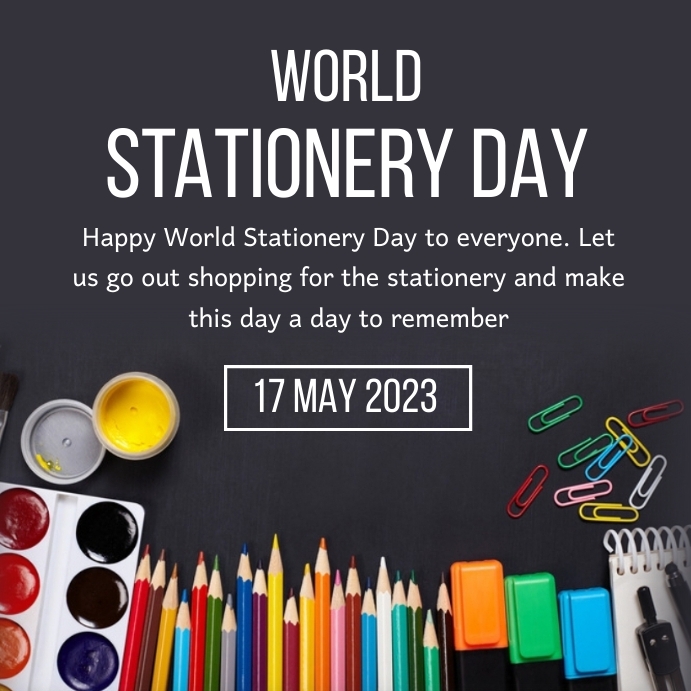 Stationery day, world stationery day. Template PosterMyWall