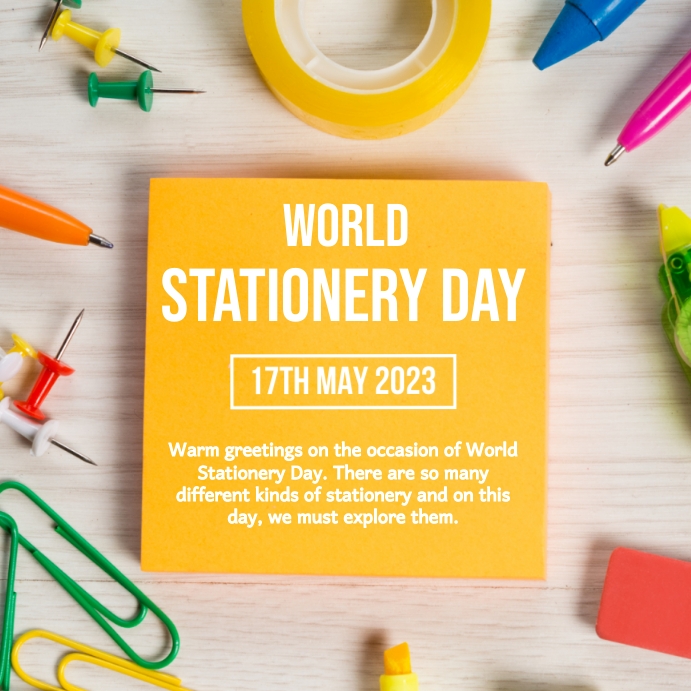 Stationery day, world stationery day. Template PosterMyWall