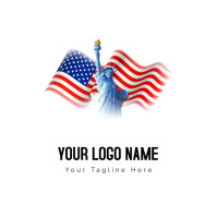 Statue Of Liberty And  Usa Flag Art Logo template
