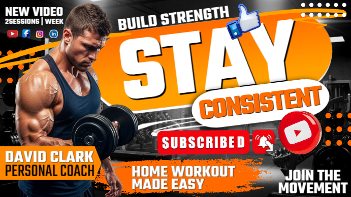 Stay Consistent, Build Your Power YouTube 缩略图 template