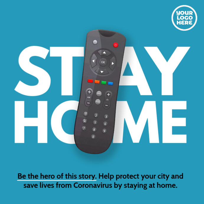 Stay Home Instagram Post Remote TV Control ad Template | PosterMyWall