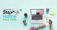 Stay Home Stay Safe, Work From Home, COVID-19 Gambar Bersama Facebook template