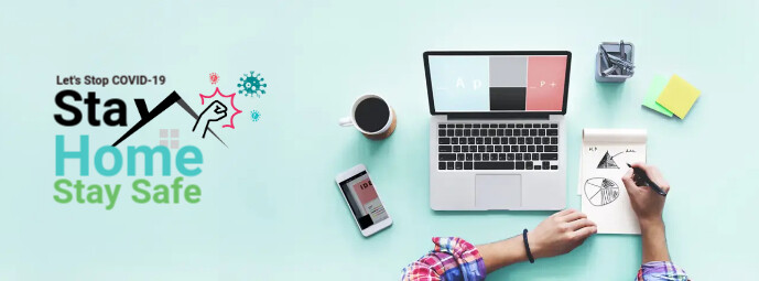 Stay Home Stay Safe, Work From Home, COVID-19 Facebook-coverfoto template